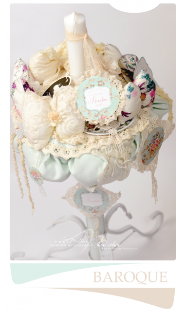 Lumanare de botez pentru fetite cu dantela vintage, 65x4 cm, Baroque 6